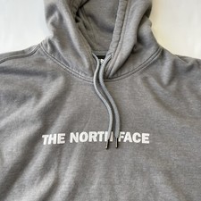 The North Face Hoodie Women Sz L Gray Pullover Front Logo Pocket Hiking Camping