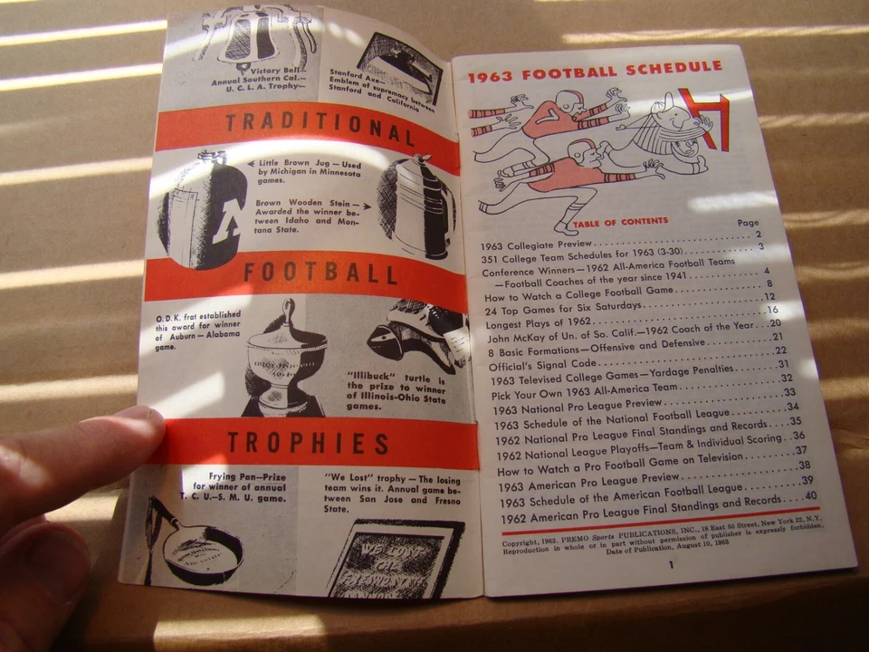 1963 Calendario de fútbol y manual de información felicitaciones F. B. Wright Company Foto 4 de 4