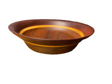 Vintage Handmade Round Wooden Serving Bowl Padouk Birch Walnut Wood 8.5" Video