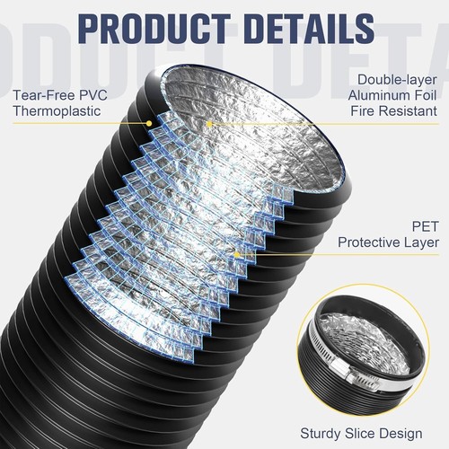 Flexible Aluminium Ducting Hose Round Ventilation Tube Flexi Duct Flexipipe - Picture 4 of 29