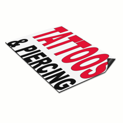 Car Magnet Set of 2 Tattoo &Piercing Red Black Car Advertising Industrial Sign