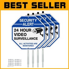 4-Pack Reflective Security Signs with Stake