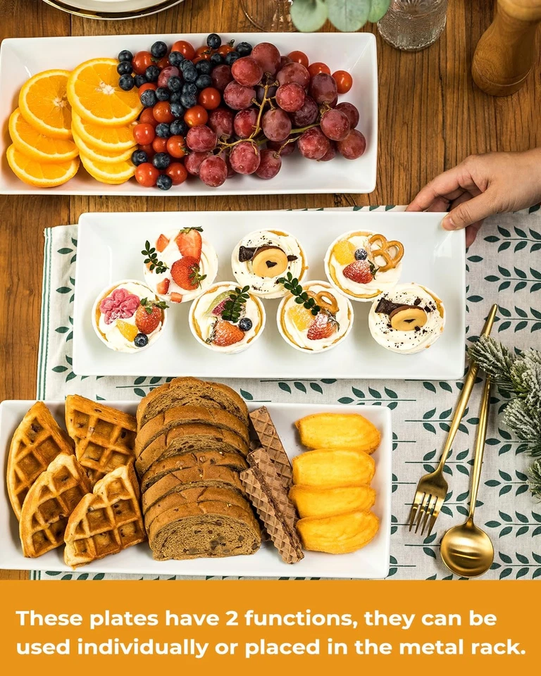 Large 3 Tier Serving Stand Tiered Serving Trays Collapsible Sturdier Rack wit... - Image 4 of 4