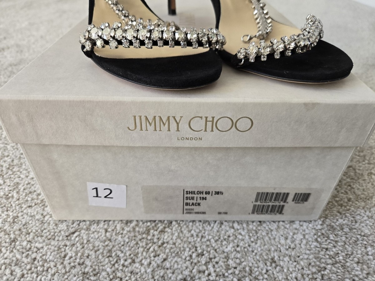 Jimmy Choo Black Suede Diamond Crystal Heels Shoes, 38.5 View 6