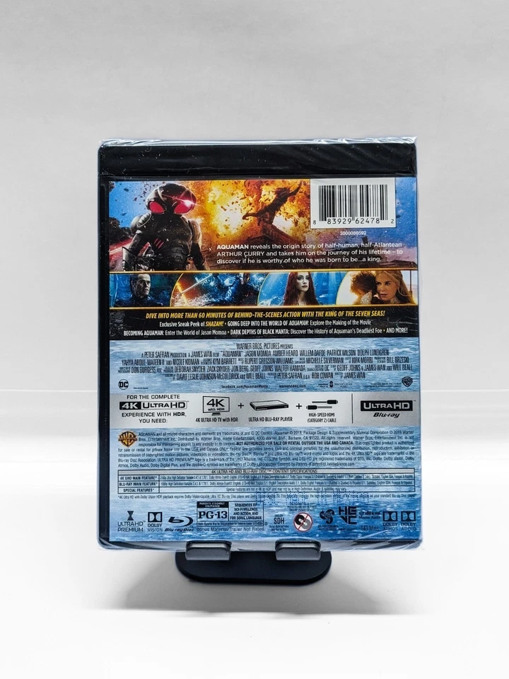 Aquaman (4K Ultra HD + Blu-Ray W/Slipcover)Jason Momoa RARE OOP New Sealed  - Image 3 of 3