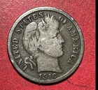 1916S US Barber SILVER Dime "San Francisco" Mint! "LIBERTY" Shows! FINE! Coin!