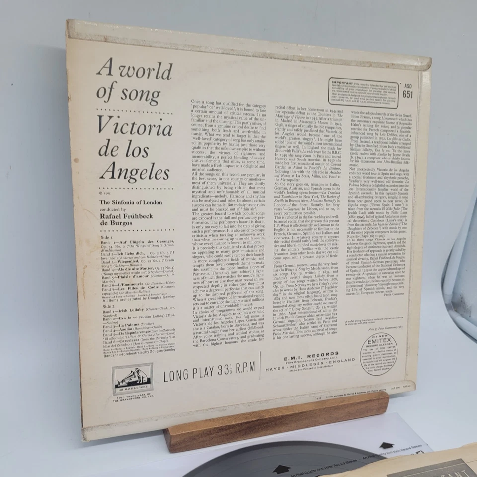 Factory Sample Victoria De Los Angeles A World Of Song UK Import Record Album LP - Image 4 of 4