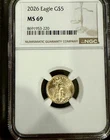 2026 $5 Gold Eagle 1/10 oz NGC MS69 Brilliant Uncirculated Coin