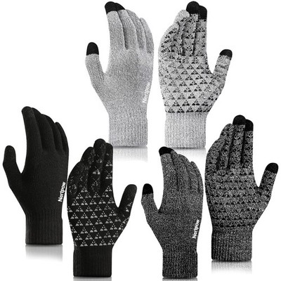 Nertpow Winter Gloves 3 Packs, Men  Womens Knit Anti-slip Gloves with Warm Fl...