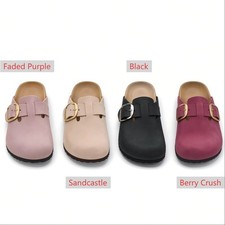 New Birkenstock Boston Big Buckle Women's Clogs Shoes Nubuck Leather All Colors