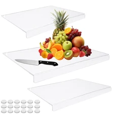 3 Pack Acrylic Cutting Board With Counter Lip 2 Large XL Clear Non Slip Mat