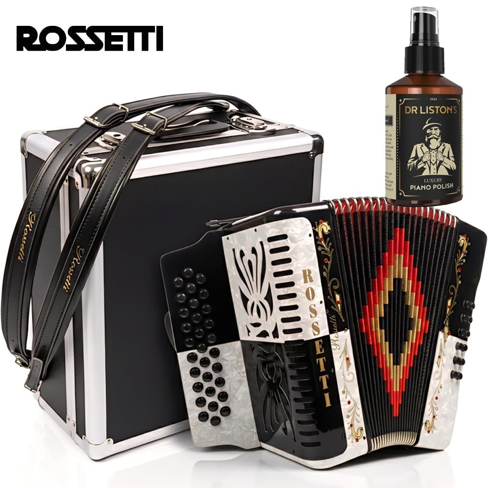 Rossetti 3112 FBE 31 Button Diatonic Accordion -Black/White w