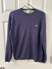 Lacoste Men's Blue 100 Cotton Knit Crewneck Pullover Sweater Logo Croc Size 5