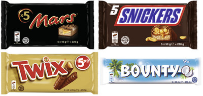 Multipack-Mix Mars 5x45g, Snickers 5x50g, Twix 5x50g, Bounty 9x28,5g