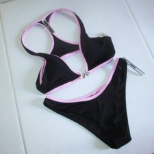 VICTORIA SECRET PINK Swim Plunge Racerback Top Brazilian Bottom Bikini Set XS