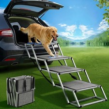 Extra Wide Dog Stairs Ramp Large Dogs Foldable Non-Slip 4 Step 250lb SUV HEAVY D