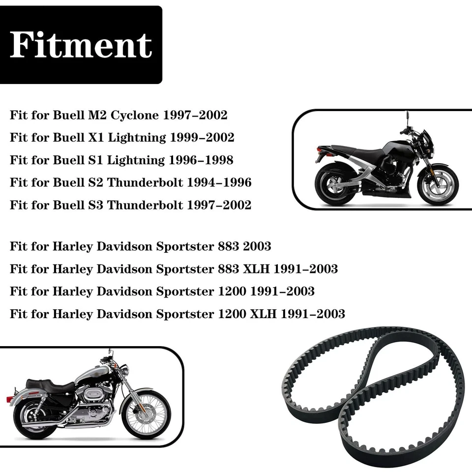 Durable Rear Drive 128T 1-1/8" Belt for Harley Davidson and Buell Motorcycles - Image 4 of 4