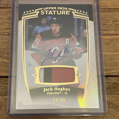 2024-25 Upper Deck Stature Patch Jack Hughes Auto /49