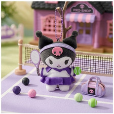 Sanrio Characters Official Plush Doll Tennis Kuromi 8cm Key ring Bag Charm