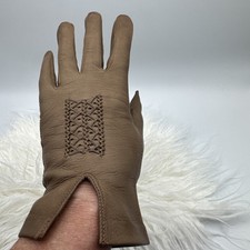 VTG Alexander  s Italy 6  Genuine Brown Leather 100 Silk Lining Driving Gloves