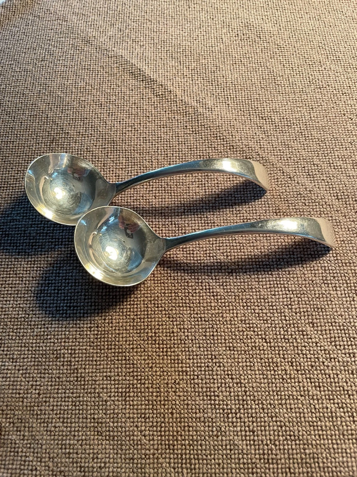 MT1227 Qty(2) Leppington EPNG A1 England 4-1/2" silver spoon, ladle, scoop, mini