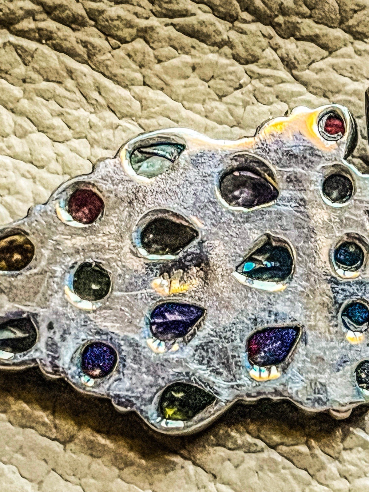 Unique Sterling Silver Multi Gemstone Statement N… - image 5