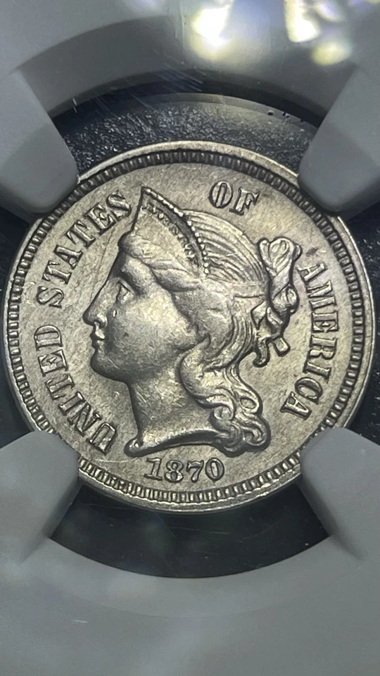 NGC MS-61 1870 Nickel Three Cent Piece, Highly Lustrous, Attractive beautiful - Image 4 of 4