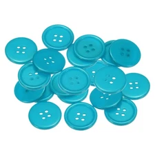 20pcs Sewing Buttons 7/8" Resin Round Flat 4-Hole Craft Buttons, Lake Blue