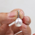Amazement 15 mm South Sea Baroque White  Pearl Pendant 18k Gold P T155