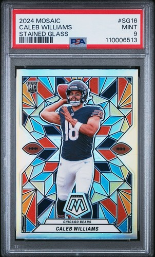 CALEB WILLIAMS PSA 9 2024 PANINI MOSAIC #SG-16 STAINED GLASS PRIZM RC ROOKIE