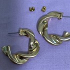 Gold Tone Twist Hoop Earrings-stud — photo 6