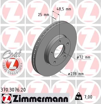 2x BRAKE DISC 370.3076.20 FOR MAZDA ZJ32/ZJ30/ZJ07 1.3L L850/L823 1.8L/83Z6 1.6L - Image 2 of 4