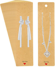 100PCS Necklace Display Cards, 2.16'' x 8.27'' Long Jewelry Holder Cards, Kraft