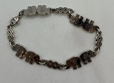 Retired James Avery Sterling Elephant Pair Link Bracelet - Sz.6.75 & 14.5g