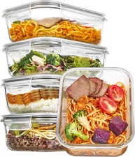 5 Pack 35Oz Glass Food Storage Containers with Lids, Meal Prep Containers, Airti