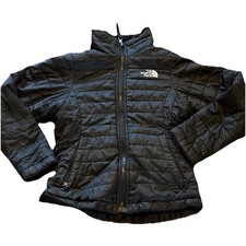 The North Face Girls Black Puffer Jacket Full Zip Pockets ReversibleSize S 7/8