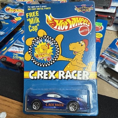 HOT WHEELS C.REX RACER, BLUE W/ WHITE INTERIOR, CLEAR WINDOWS, w milk cap new!!!