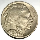 1917-P Buffalo Nickel 5c Five Cents VF Very Fine Lamination Error US Coin - 3783