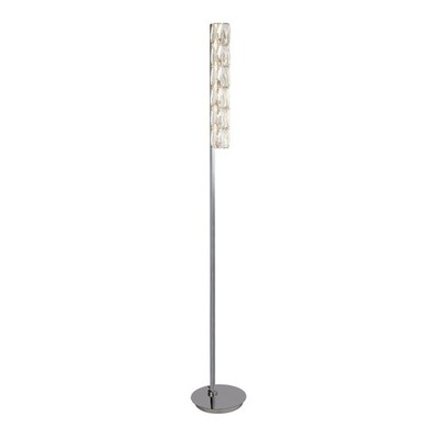 LED Stehlampe sechseckige Form Röhrenleiste chrom mit klarem Kristallrand Detail