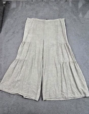 Match Point Pants Womens Large Natural Beige Wide Leg Linen Boho Style USA LP144