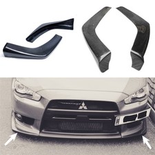 For Mitsubishi Evo 10 X Carbon Fiber Front Bumper Spats Corner Extensions Addon