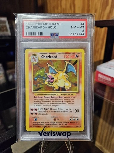 New Listing1999 Pokemon Game Base Set #4 Charizard-Holo PSA 8