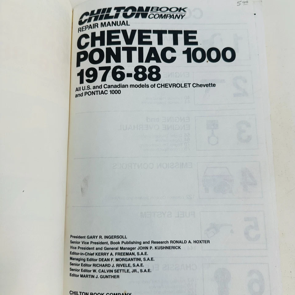 1976-88 雪佛兰 Chevette Pontiac 1000 Chilton 维修手册零件编号 6836 — 第 2/4 张图片