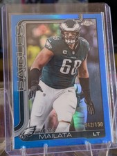 Topps 2025 Chrome Jordan Mailata #245 Blue Refractor /150 Philadelphia Eagles
