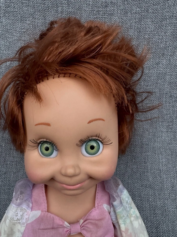 Vintage 1990 Galoob Baby Face Doll #9 SO SHY SHERRI Green Eyes Red Hair Boots - Image 3 of 4