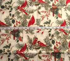 1 yd Cotton  "Winter Magic: by Hoffman California Intl. Metallic Gold Cardinals