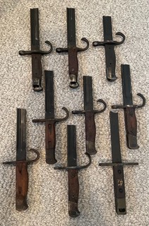 Lot of 9 Japanese WW2 Cut / Demilled Bayonets 8 Type 30 Bayonets 1 Other