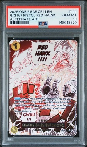 One Piece Gum-Gum Fire-Fist Pistol Red Hawk Alternate Art OP11-114 PSA 10 Gem