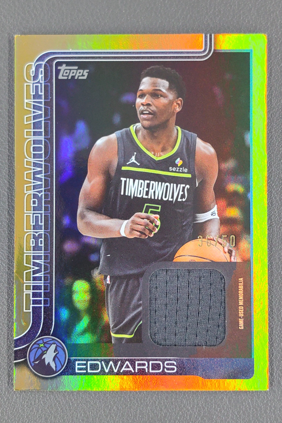 2025-26 Topps Flagship Anthony Edwards Real One Relics Jersey Gold Rainbow /50