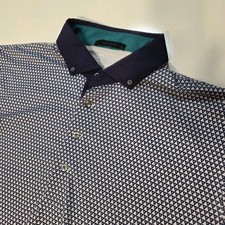 Greyson Golf Polo Shirt Mens Large Blue Geometric Short Sleeve Performance Logo